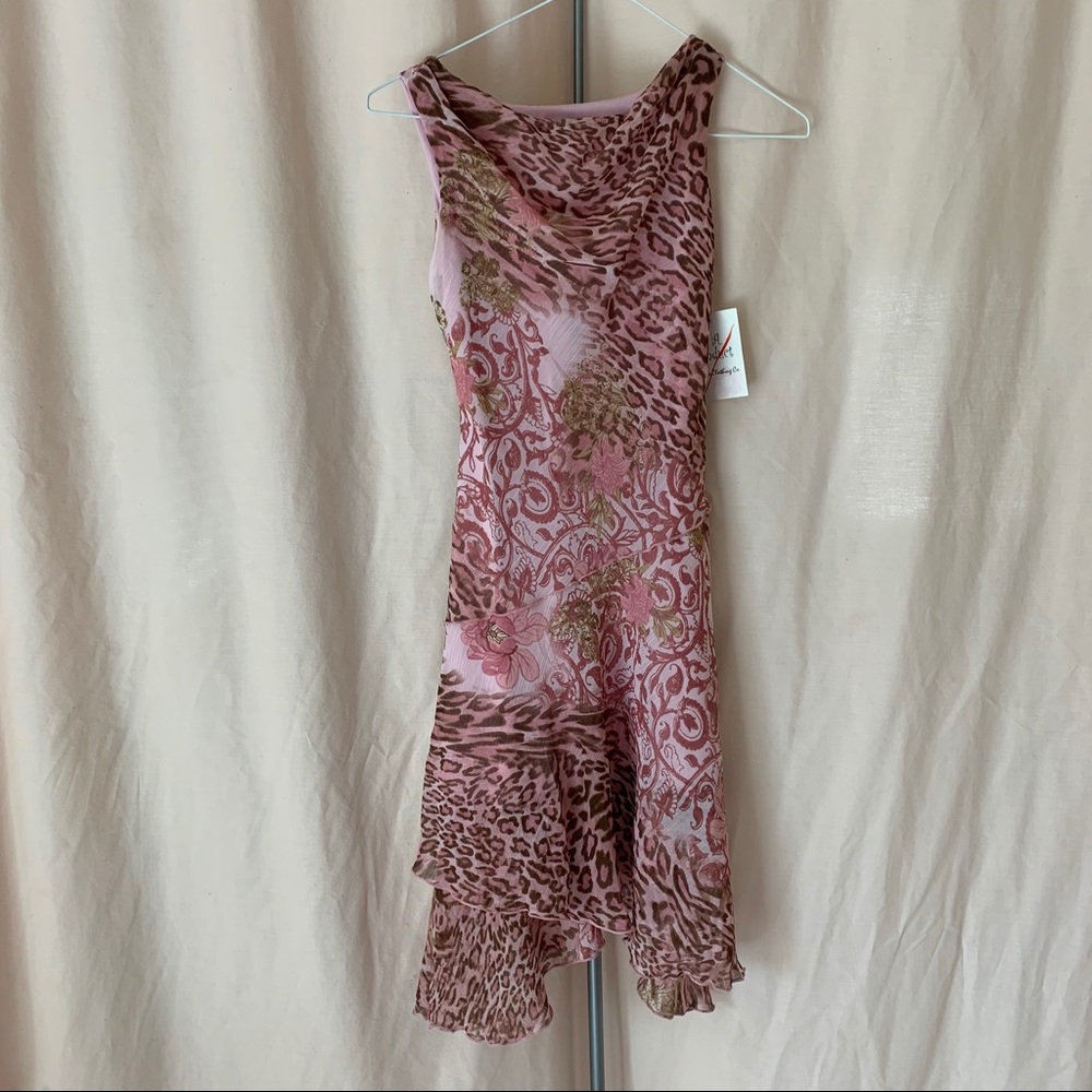 Pink Multi-Pattern Dress with Handkerchief Skirt Sz 7